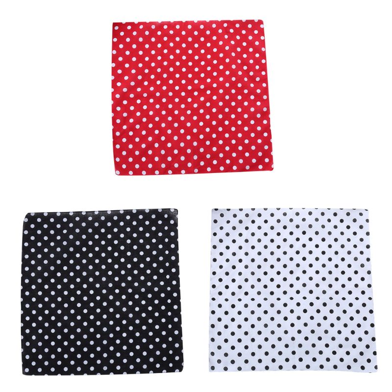 WIN 55x55 ซม.ผู้หญิง Unisex Vintage ขนาดใหญ่ Polka Dot ผ้าพันคอสี่เหลี่ยมผ้าฝ้ายกีฬาสําหรับหัว