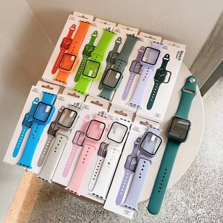 Mafam สายนาฬิกาข้อมือซิลิโคน พร้อมเคสป้องกันหน้าจอ สําหรับ Apple Watch Series 8 7 41 มม. 45 มม.