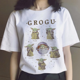 baby yoda anime harajuku kindness science tee top t shirt High Quality popular cartoon mashup เสื้อยืดแขนสั้นเกา
