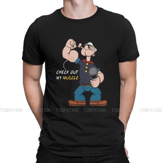 เสื้อยืดผ้าฝ้ายพิมพ์ลายขายดี เสื้อยืดคอกลม ผ้าฝ้ายแท้ พิมพ์ลายการ์ตูน Popeye The Sailor Man แบบสร้างสรรค์ สําหรับผู้ชาย