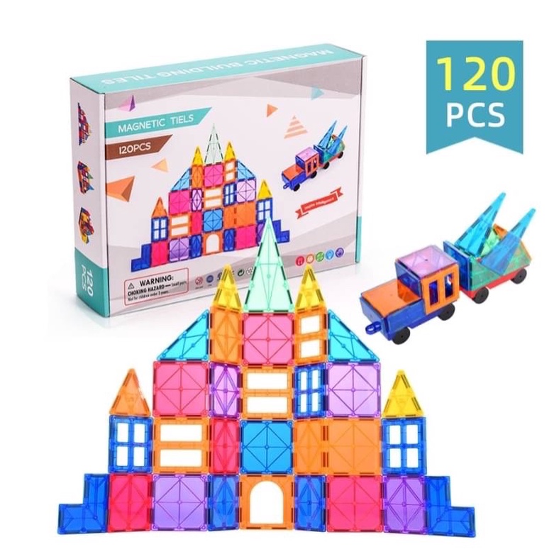 ตัวต่อแม่เหล็ก Magnetic Building Tiles 120 ชิ้น