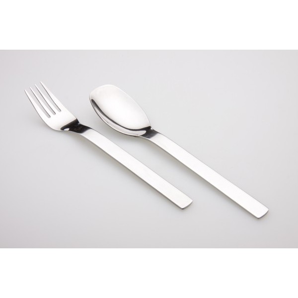 TwinFish 6คู่ ช้อนส้อมทานข้าวสเตนเลสลายเรียบ ยาว 20ซม.รหัส602