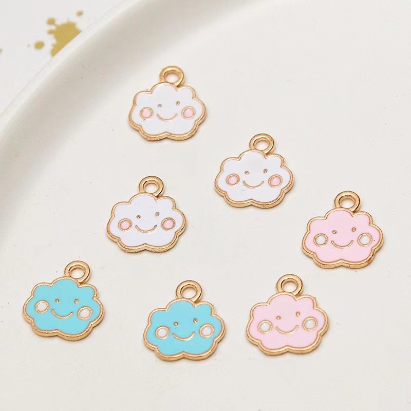จี้รูปก้อนเมฆน้อยน่ารัก แฮนด์เมด สีขาว สําหรับทําเครื่องประดับ ต่างหู สร้อยข้อมือ แฮนด์เมด diy