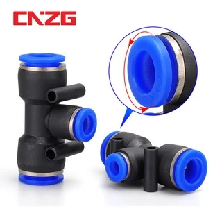 PE PEG ข้อต่อ เสียบ 3 ทาง ข้อต่อลม 6mm ข้อต่อลมสามทาง ลดขนาดตัวกลาง ตัวพ่นลม