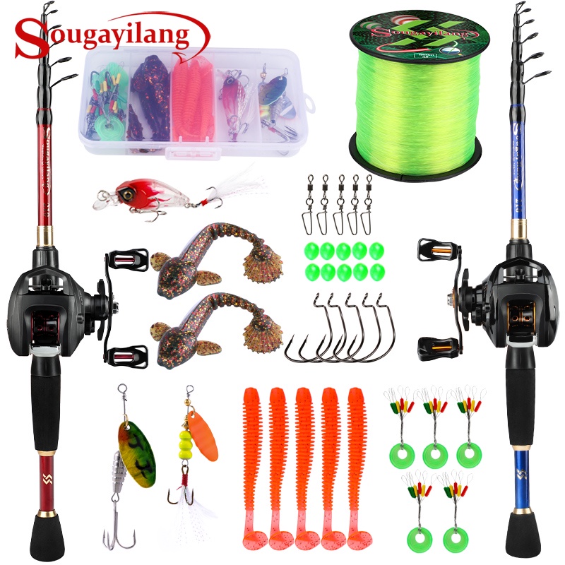 Sougayilang Casting Fishing Rod and Fishing Reel Set Full Set with 500m Fishing Line and Fishing