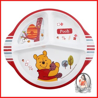 อุปกรณ์ใส่อาหาร อุปกรณ์บนโต๊ะอาหาร ถาดหลุม FLOWERWARE POOH WOODLAND 11นิ้ว 
 วัสดุผลิตจากเมลามีนแท้ 100% ทนต่อการใช้งาน