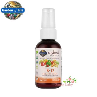 Garden of Life MyKind Organics B-12 Organic Spray Raspberry (58 ml) วิตามินบี 12 แบบสเปรย์ รสราสป์เบอร์รี่