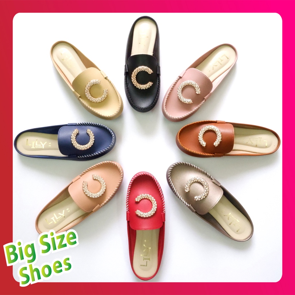 Big Size Shoes ไซส์ 41 - 45 รองเท้าคัทชู สวยๆ แบบ ตัว C ใหญ่ เปิดส้น รองเท้าคัทชูผู้หญิง