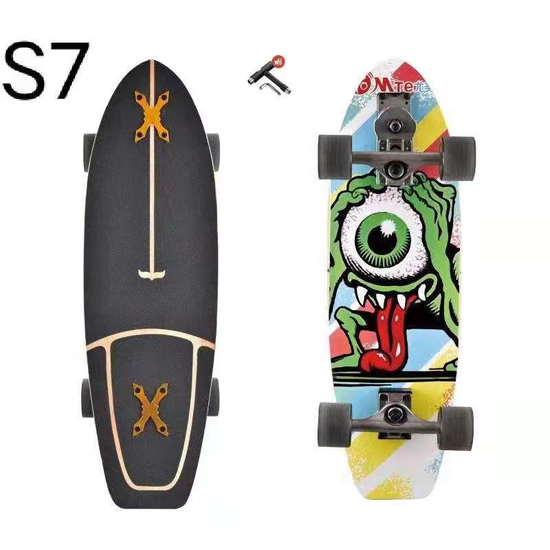สเก็ตบอร์ด SurfSkate เซิร์ฟเสก็ต S7 30'' สเก็ตบอร์ด Surf skateboard ล้อมีแสงไฟกระพริบได้ สามารถเลี้ยวซ้ายและขวาตามถนัด