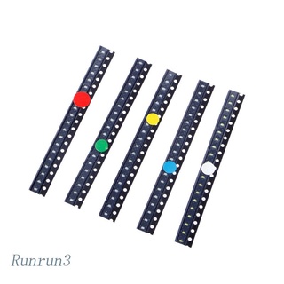 Runny ชุดไฟ LED SMD 0603 5 สี สีแดง สีเขียว สีฟ้า สีเหลือง สีขาว 100 ชิ้น