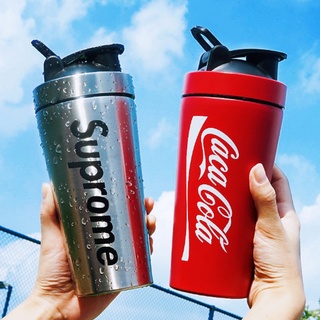 💕Hot Sale💕 Supreme สุทธิ ถ้วยน้ำสีแดง Shaker Cup ฟิตเนส สแตนเลสสตีล ถ้วยปั่น กีฬา ถ้วยผสม โปรตีนโภชนาการ ผง Cup