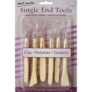 Mont Marte Single End Tools: Steel ribbon blades - boxwood handles sculpt, carve, cut and shape traditional