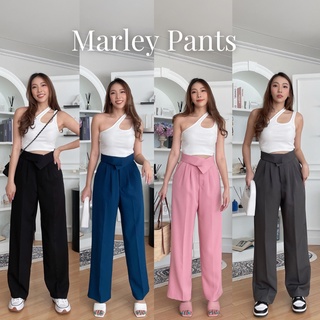 Markers.p.🌈Marley pants🌈 กางเกงเอวสูงขายาว ทรงกระบอกตรง จีบหน้า ขากว้าง ขอบเอวพับ ทรงเกาหลี