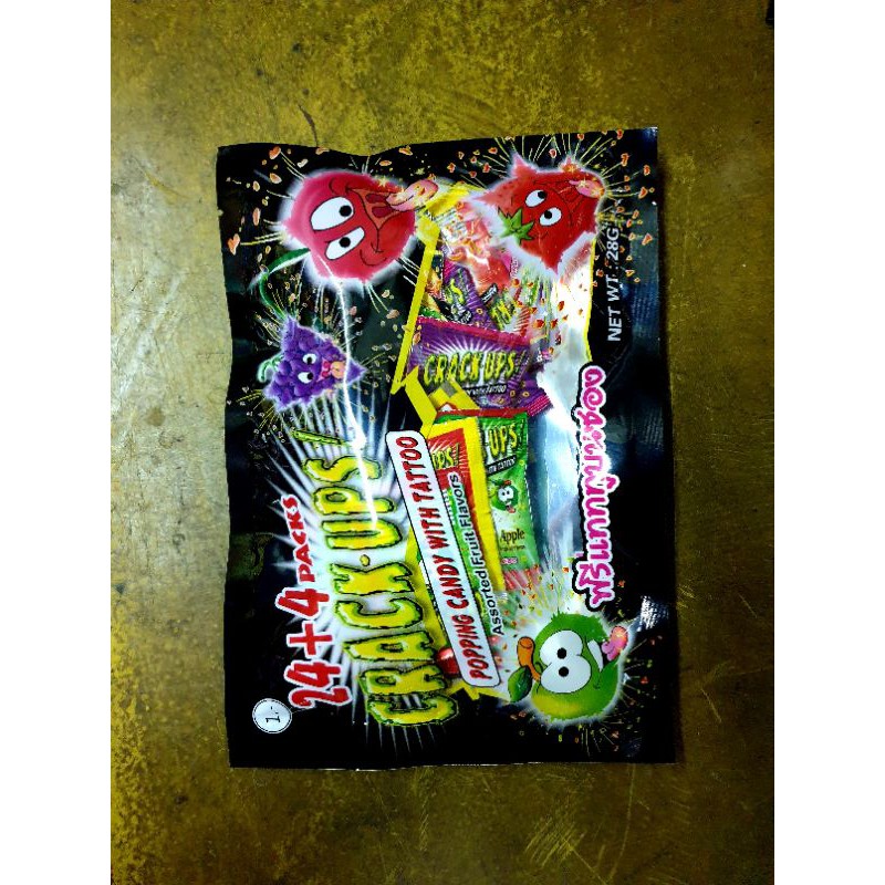เป๊าะแป๊ะ แคร็กอัพ ลูกอมแตกในปาก Crack ups popping candy 28 ซอง