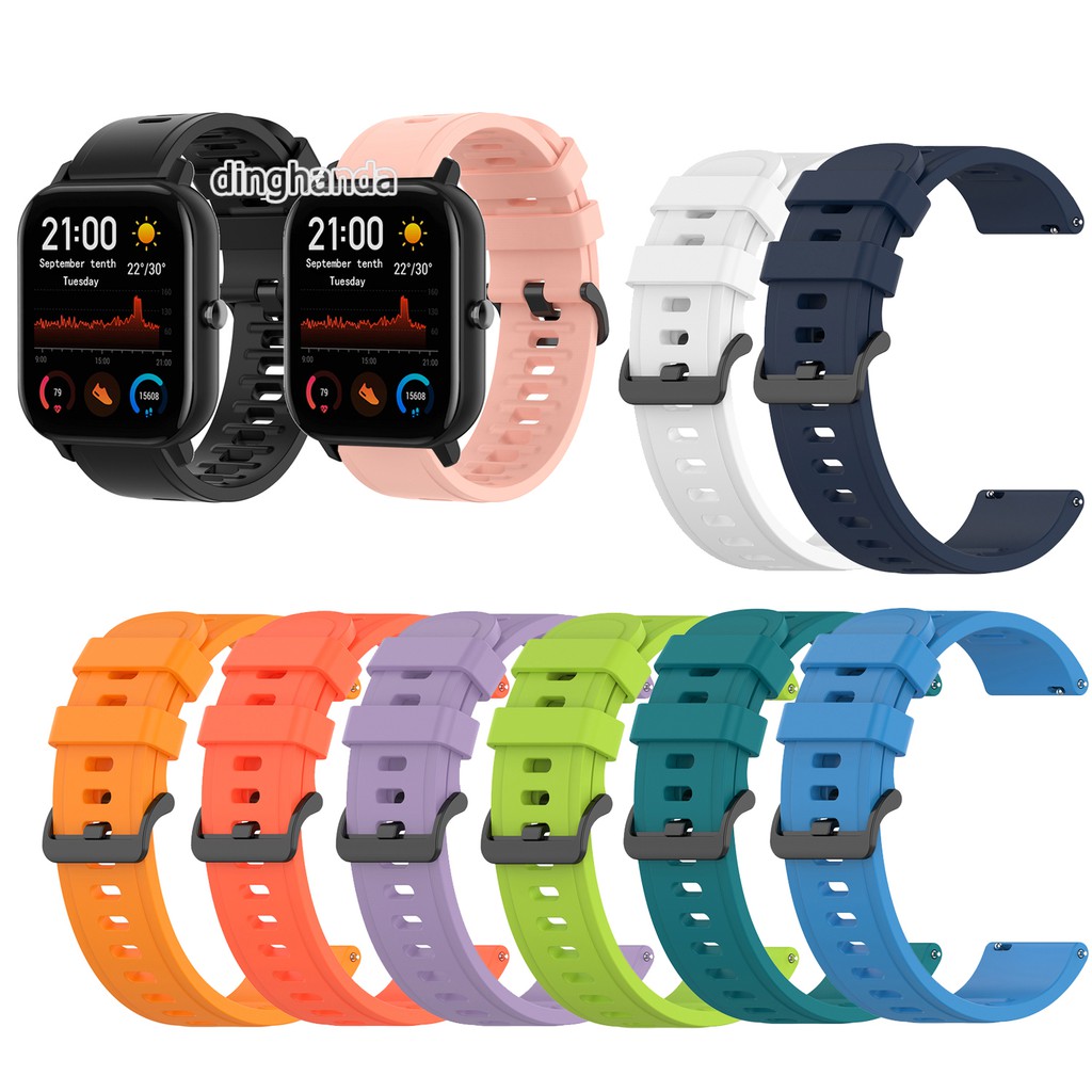 สายนาฬิกาซิลิโคนสำหรับ Huami Amazfit GTS 2e GTS2 mini GTS3 4 GTS4 mini Active 2 2S 3