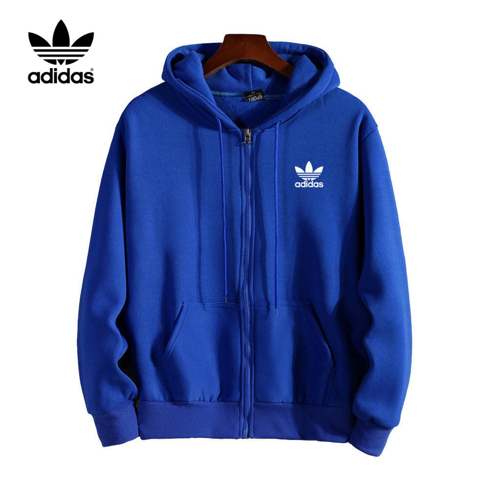 Adidas เสื้อยืดกีฬามีฮู้ดแขนยาวผู้ชายลำลอง