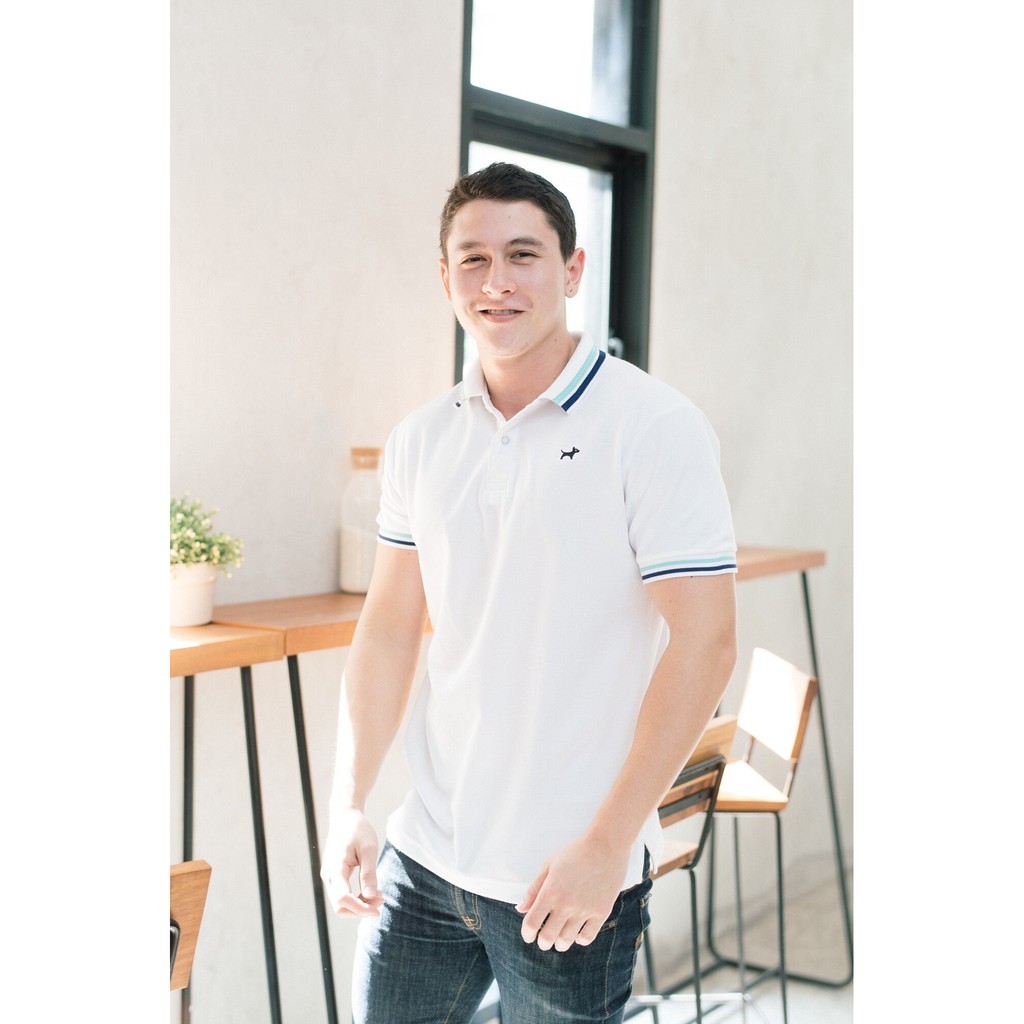 เสื้อโปโล สีขาว Bulltus Brand รุ่น Double Line Collection - รูปที่ 4