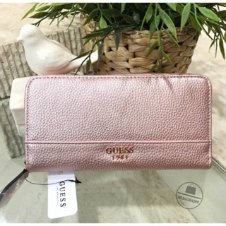 GUESS FACTORY WOMENS LONG WALLET (outlet) สีโรสโกล