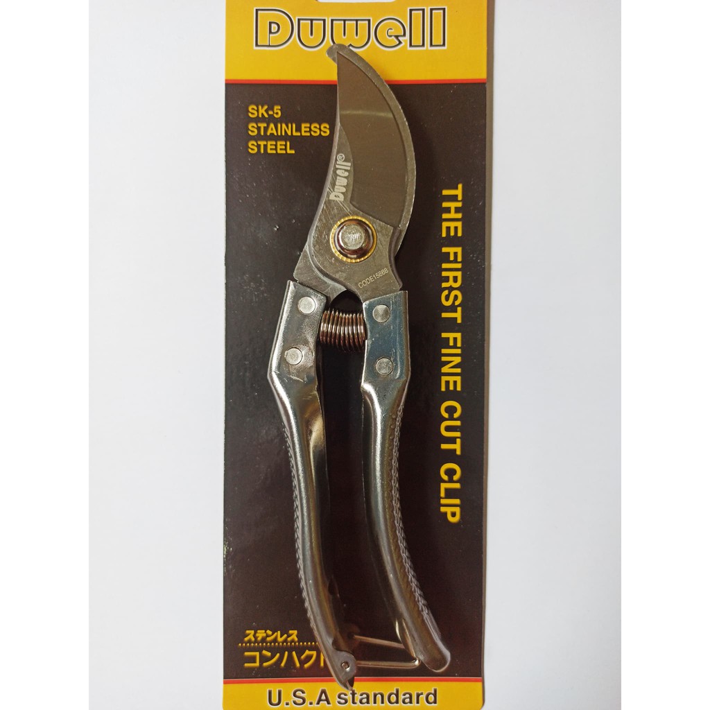 กรรไกรตัดกิ่งไม้ ปากโค้ง DUWELL (U.S.A.standard) ขนาด 8.5นิ้ว ด้ามจับนุ้ม พร้อมใช้งาน คมมากๆ ใบมีดผลิตจากสแตนเลส