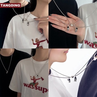 【Cod Tangding】สร้อยคอลูกปัดจี้รูปดาวนักบินอวกาศ 2 ชิ้น / ชุด