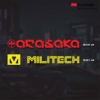 สติกเกอร์เกมcyberpunk 2077 arasaka/militech แต่งรถยนต์ มอเตอร์ไซค์ laptop computer สะท้อนแสง3M