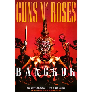 โปสเตอร์ คอนเสิร์ต วงดนตรี ร็อค Guns N’ Roses live in Bangkok 2022 POSTER 24”x35” Inch American Hard Rock Heavy Metal