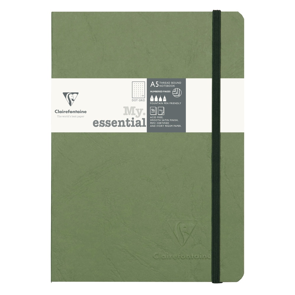 Clairefontaine สมุดพกพา "Life.Unplugged." Age Bag รุ่น My.Essential ลาย dot grid ปกสีเขียว A5 793433C