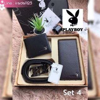 Playboy mens belt wallet gift box leather suit leather automatic buckle belt ของแท้ ราคาถูก