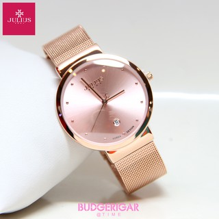 JULIUS นาฬิกาแบรนด์เกาหลีของแท้ 100% สายสแตนเลส รุ่น JA426 สายสีชมพูทอง (PINKGOLD) BY BUDGERIGAR TIME