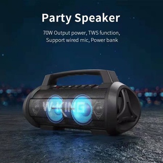 W-king D10 ลำโพงบลูทูธ ใหม่ล่าสุด กำลังขับ 70W เบสแน่น กันน้ำ ลำโพง มีช่องไมค์ Bluetooth Speaker Wkin