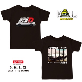 เสื้อยืด ทรงสามเหลี่ยม ลายรถยนต์ Toyota AE86 Initial D สําหรับเด็กS-5XL