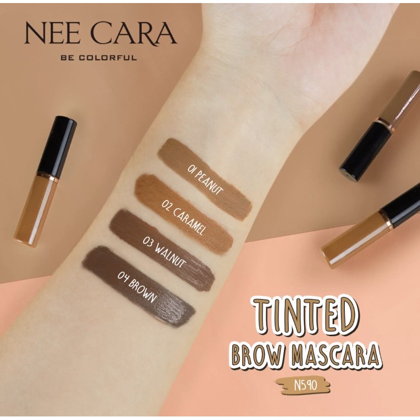NEE CARA N-590 TINTS BROW MASCARA นีคาร่า มาสคาร่าปัดคิ้ว มีให้เลือ 4 สี กันน้ำ กันเหงื่อ