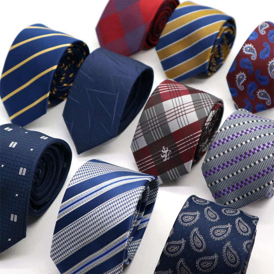 6 ซม. STRIPES MENS NARROW SKINNY TIES SILK TIE FASHION สําหรับ WEDDING PARTY