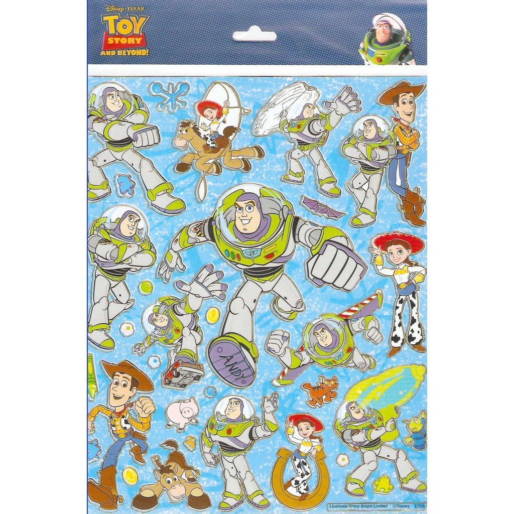 A4 ขนาด PVC ถอดสติ๊กเกอร์ได้ Toy Story Light Buzz Kartun สติ๊กเกอร์การ์ตูน