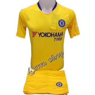 ส่งฟรี EMS ชุดบอลเชลซี Chelsea สีเหลือง แขนสั้น ชุดฟุตบอล เสื้อบอล