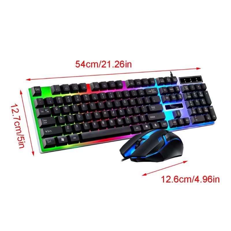 【คีย์บอร์ด+เมาส์】แป้นพิมพ์RGB gaming keyboard+Mouse คีย์บอร์ดเล่นเกมส์ คีย์บอร์ดมีไฟ คีย์บอร์ดสีขาว แถมฟรี เม้าส์เกมมิ่ง