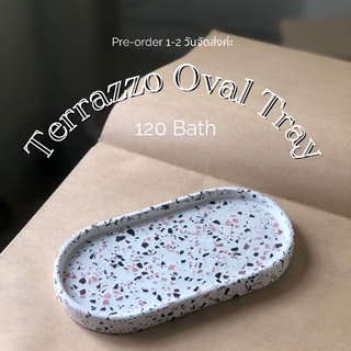 ถาดทรงรี งานหินขัด (Terrazzo Oval Tray) วางเครื่องประดับ วางเทียนหอม พรอพแต่งบ้าน