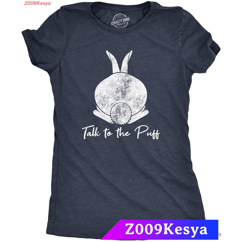 แขนสั้นโอเวอร์ไซส์Z009Kesya เสื้อยืดสีพื้นผู้หญิง Crazy Dog T-Shirts Womens Talk To The Puff T Shirt Funny Easter Bunny  #4