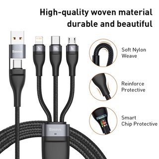 Baseus 3IN1 100W สายชาร์จเร็ว Usb Fast Charge Data Cable USB to M+L+C สายชาร์จ