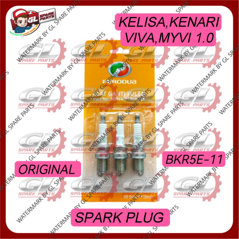 PERODUA KELISA KENARI MYVI 1.0 VIVA 660,850,1.0 SPARK PLUG BKR5E-11 (9004A-9102-Z02) (3 ชิ้น)