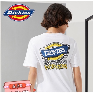 ใหม่ เสื้อยืดแขนสั้นลําลอง ผ้าฝ้าย พิมพ์ลาย Dickies แฟชั่นคู่รัก สําหรับชาย และหญิง