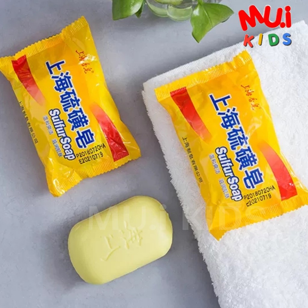 สบู่ซัลเฟอร์ Sulfur Soap สบู่ลดสิว ลดผิวมัน สบู่ระเบิดขี้ไคล สบู่ขัดผิว 85g. By Muikid