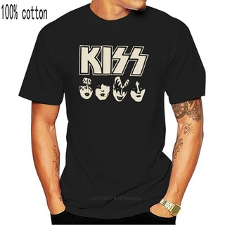 คอลูกเรือเสื้อยืด พิมพ์ลายโลโก้วงร็อค Kiss Rock Music สีดํา สําหรับผู้ใหญ่S-5XL