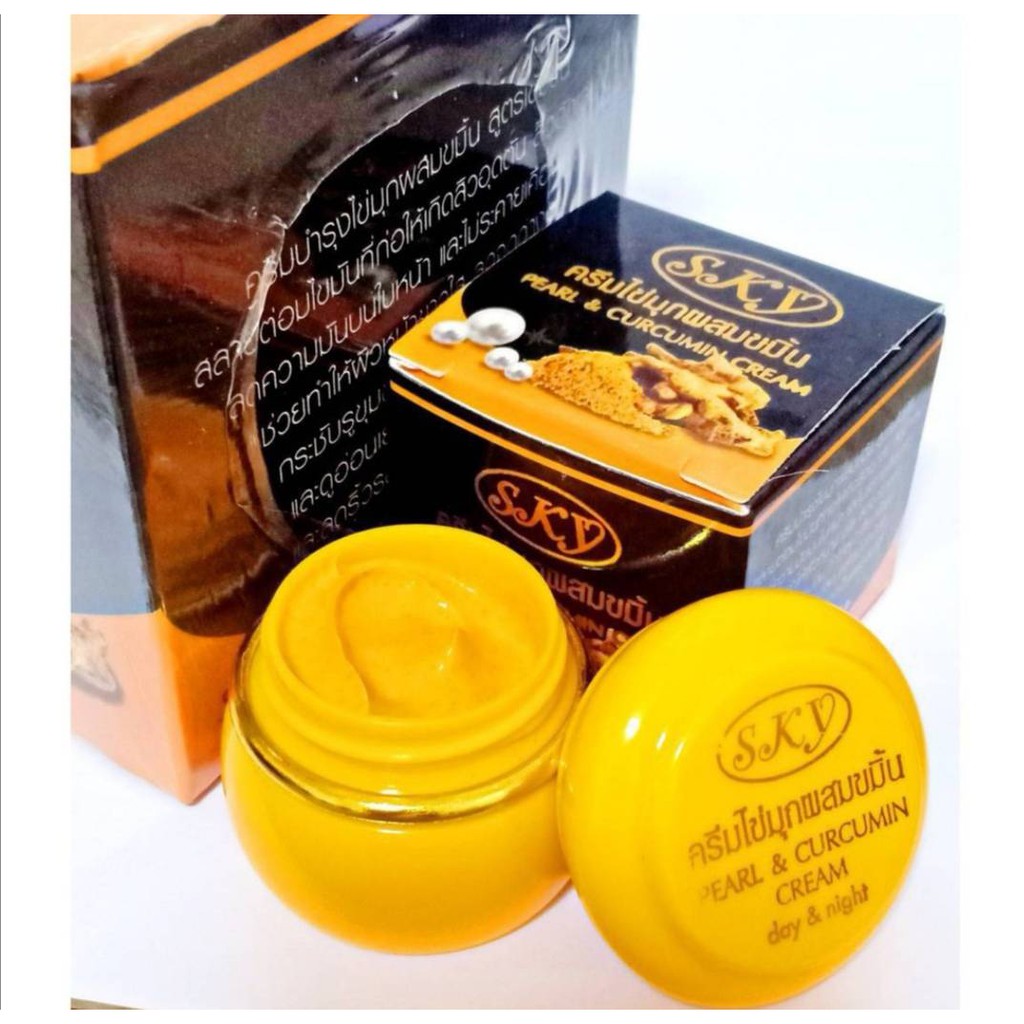 #SKY #ครีมไข่มุกผสมขมิ้น #SKY Pearl & Curcumin Cream สยบทุกสิว ผิวหน้าใสกิ๊ก ของแท้!!