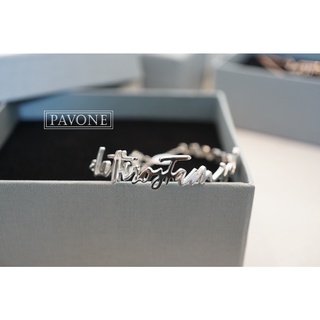 Pavone Jewelry กำไลข้อมือเงินแท้ กำไลข้อมืออักษรชื่อ YouAreTheBestSurpriseOfMyLife ชุบทองคำขาว🤍 (BL0012)