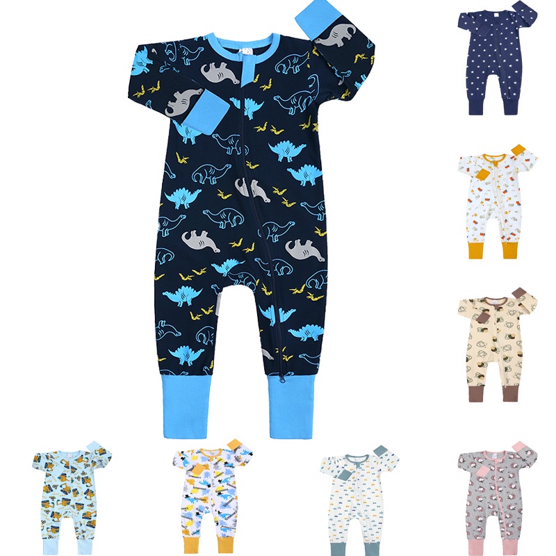 Kids Tales Baby Girls Boys Romper Cotton two way zipper infant onesie แขนยาว