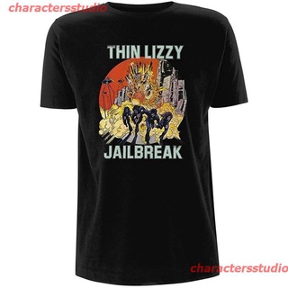 charactersstudio New เสื้อยืดแบรนด์เนม Lizzy Phil Lynott Jailbreak แบบบางสําหรับผู้ชาย sale