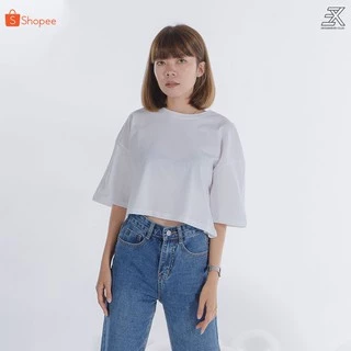 Expogarment เสื้อครอป CROP เอวลอย แขนสั้น ผ้าคอตตอน 100% สีขาว (มีให้เลือกทั้งหมด 3 ทรง)