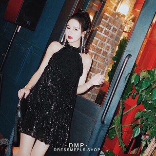 (DREES ME PLS.) เดรสเลื่อมสีดำ งานมีซับในอย่างดีทั้งตัว