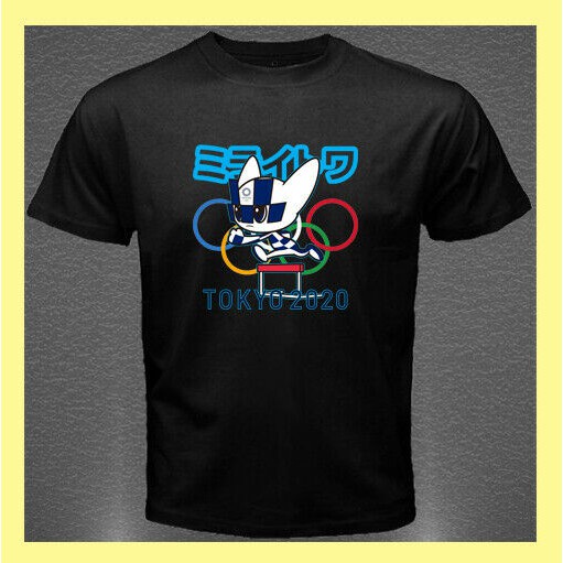 เสื้อยืดสําหรับผู้ชาย❦I.NEW ผู้ชายเสื้อยืดมาสคอตโตเกียว 2020 โอลิมปิกเกมส์ 100% ของขวัญวันเกิดผ Db4